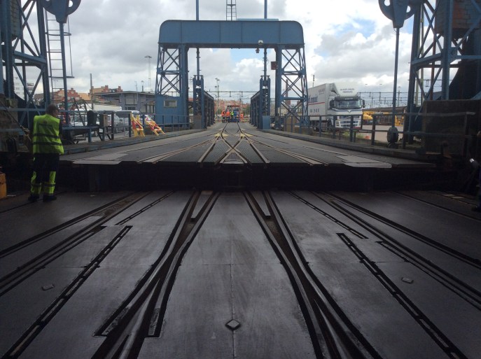 Train ferry link span at Trelleborg